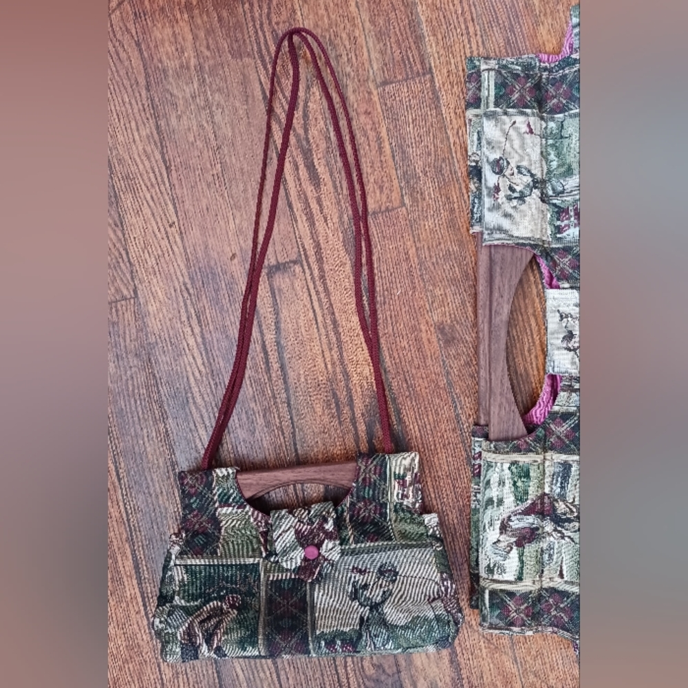 Rare PHYL'S Tapestry Carpetbagger Bag Set  3pc, Golf Theme Vintage Excellent